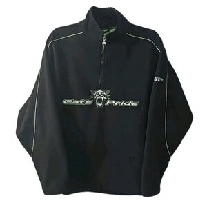 Arcticwear Arctic Cat Men M Cat's Pride Black Neon Green Fleece Half-Zip‎ Jacket